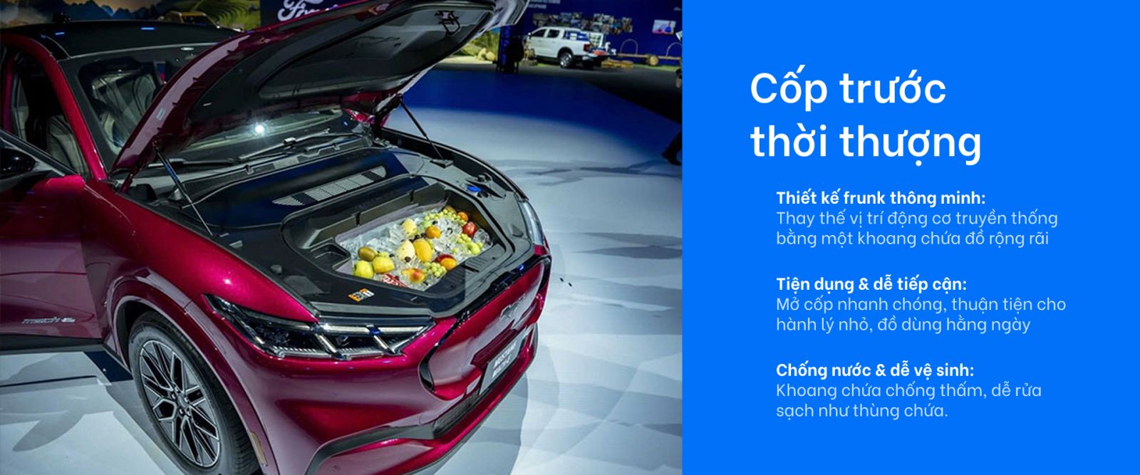 Mustang Mach-e Premium AWD thiết kế không gian cốp xe tiện lợi 