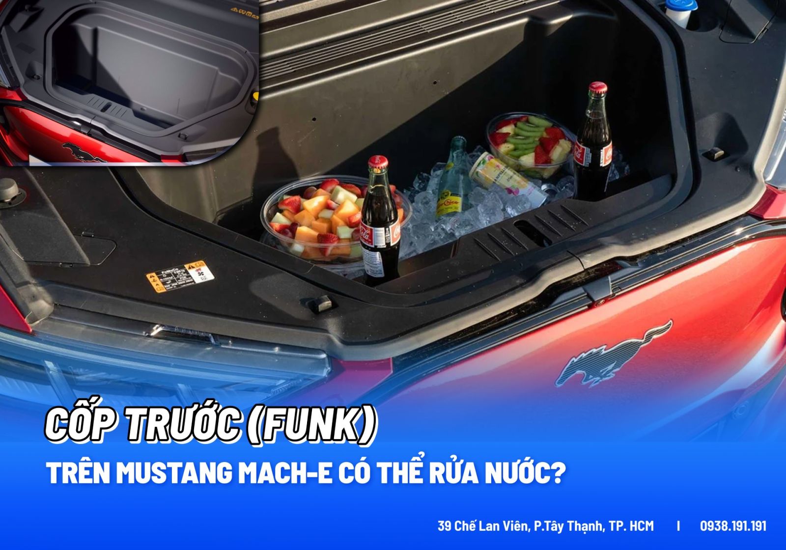 Cốp trước (frunk) của xe điện Mustang Mach-E có thể rửa nước?