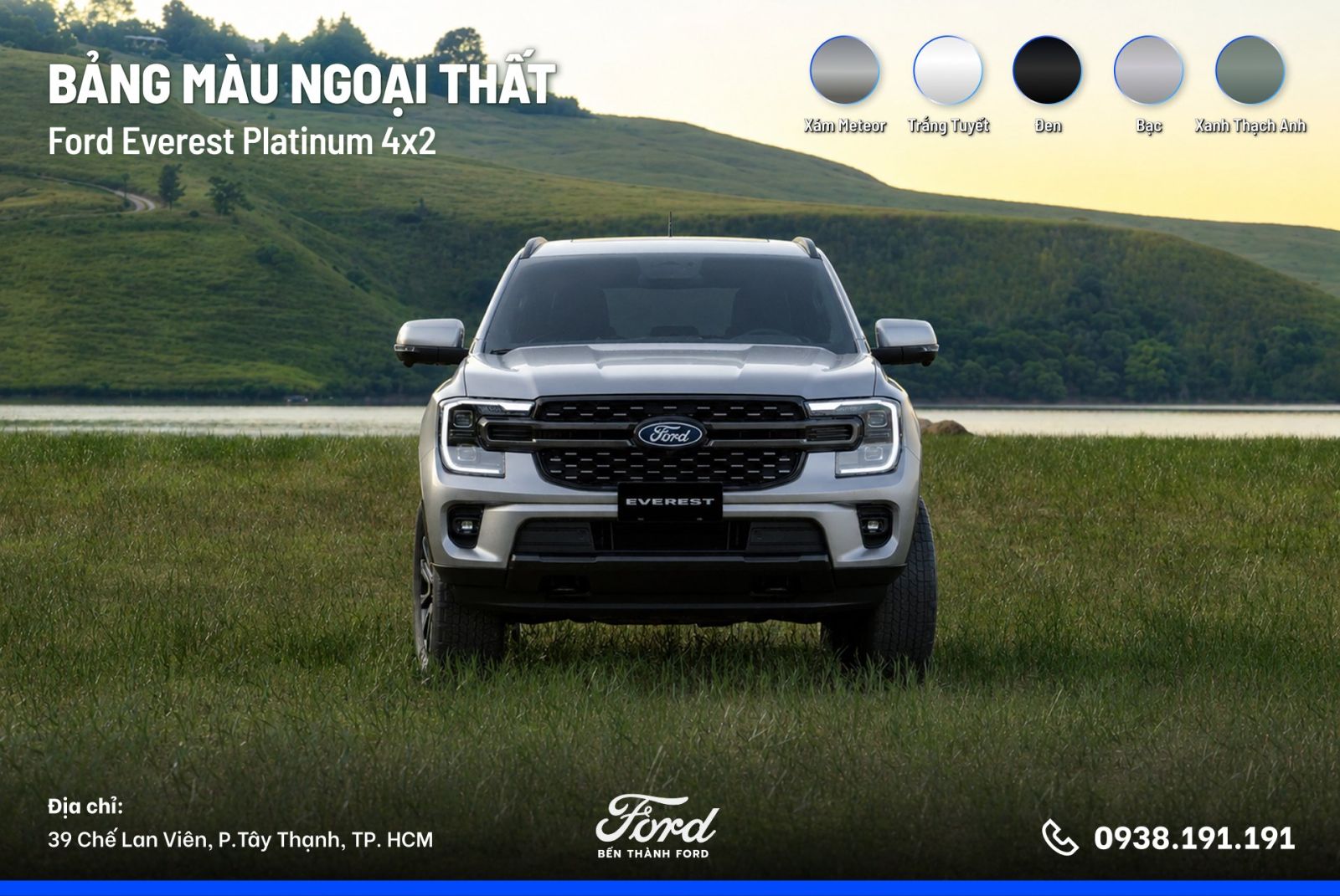 Ford Everest Platinum 4x2 bảng màu xe
