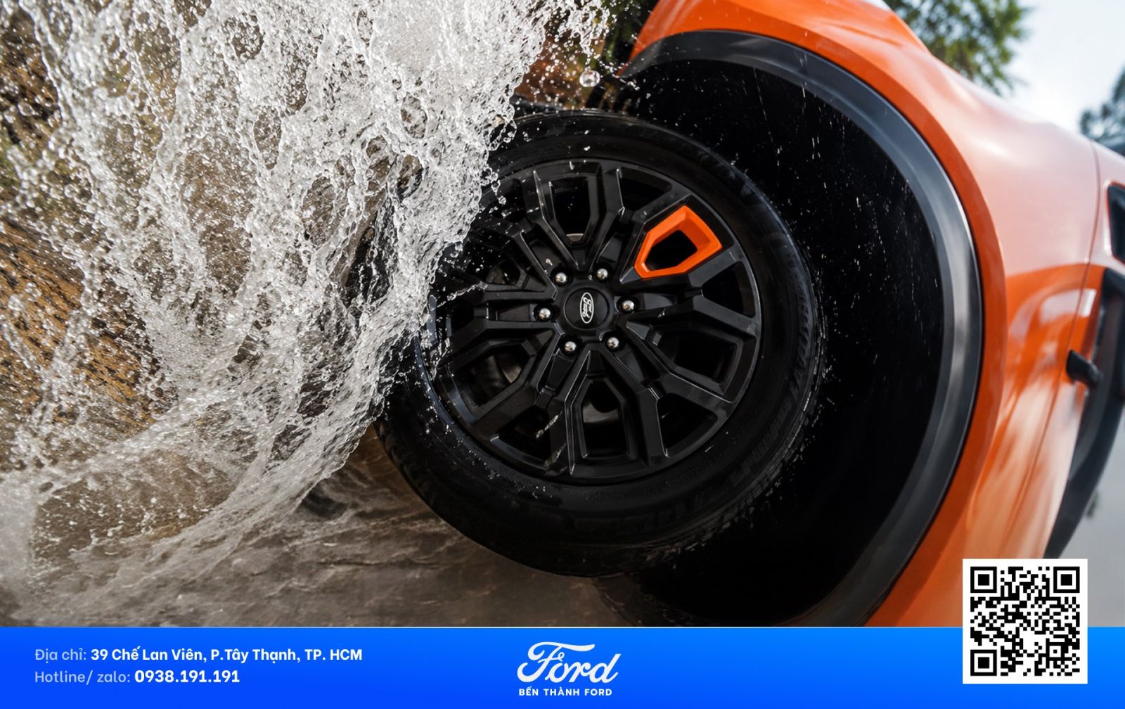 ranger wildtrak Mâm 20" sơn đen với chi tiết cam đồng điệu