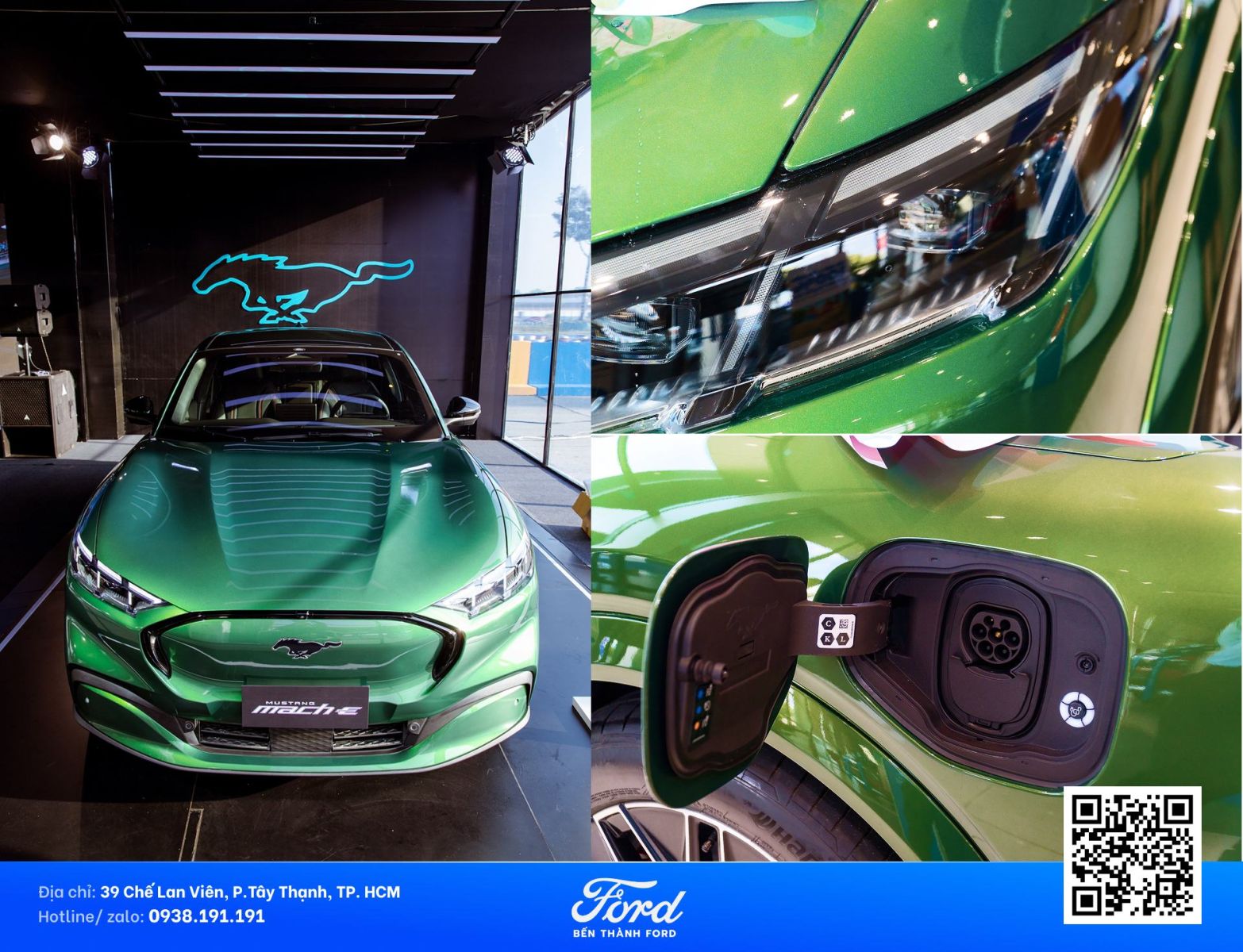 Mui xe Mustang Mach-E màu xanh lá
