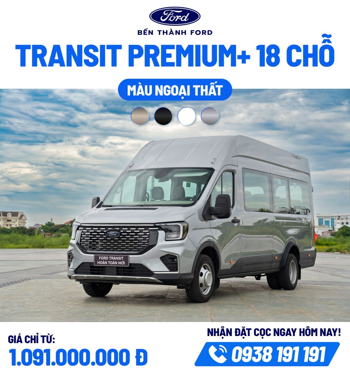 Bảng Giá Lăn Bánh (Ước Tính) Ford Transit Mới Tại TP.HCM Tháng 6/2026